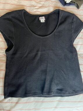 BDG Black Waffle-Knit Scoop Crop Top